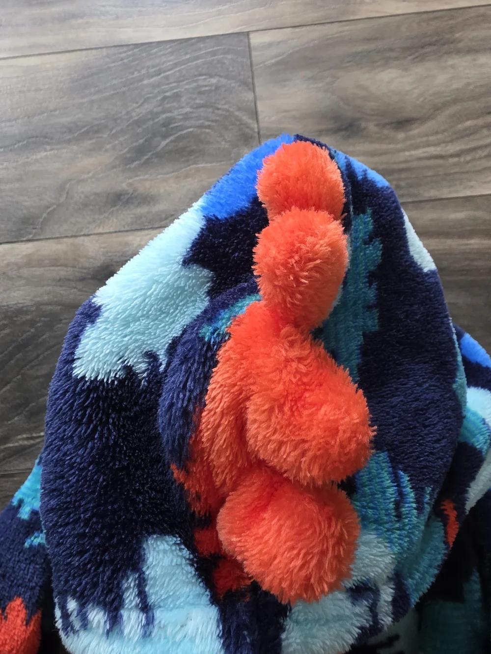 Cuddl Duds Navy Dino Hooded Robe with Orange Belt
